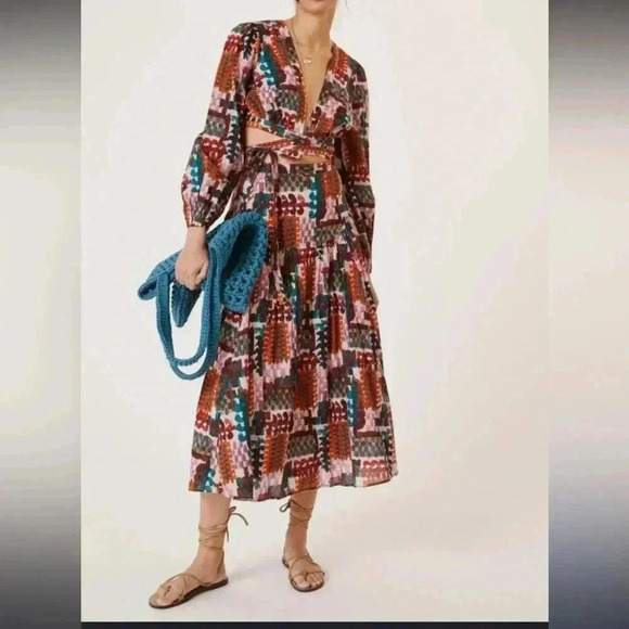 Anthropologie Tops - Anthropologie Singapore Abstract Tie Waist Multicolor Cropped Top Size 0